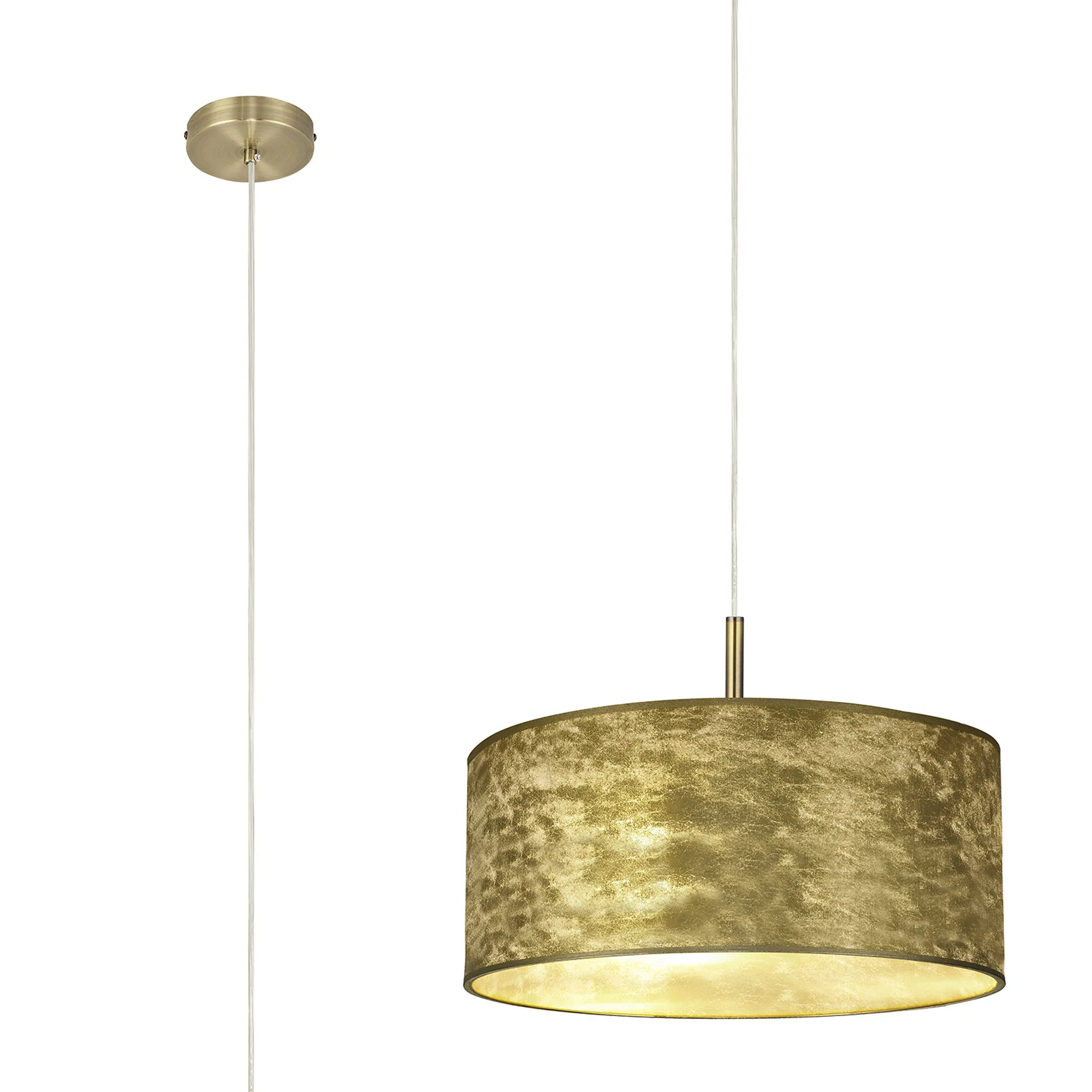 Baymont 50cm 3 Light Pendant Antique Brass, Gold Leaf